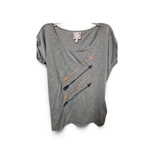 JS Collection Womens 2X Graphic T-Shirt Bundle Arrow Butterfly Slub Knit Tops